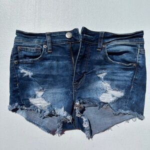 Distressed Blue Denim Shorts